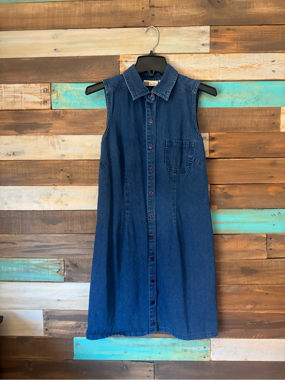 Vtg 90s Faded Glory Denim Sleeveless Mini Dress Western Cottagecore Y2K |Size M